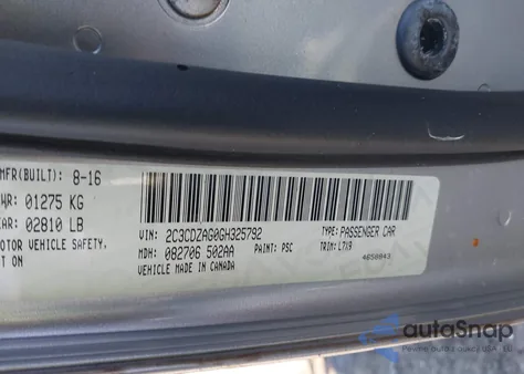 2016 Dodge Challenger Sxt из США, поврежденный, VIN 2C3CDZAG0GH325792